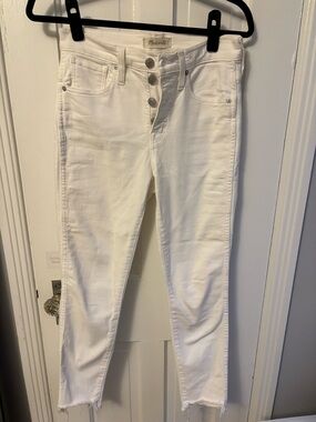 Madewell White Cropped Button-Fly Skinny Jeans